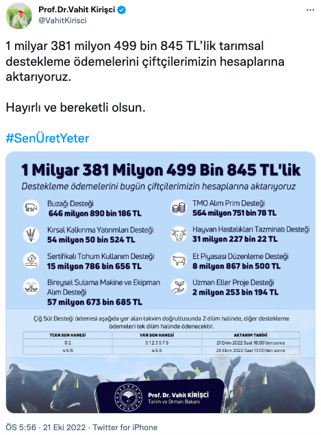 BAKAN KİRİŞCİ TARIMSAL DESTEKLEME ÖDEMELERİNİ ÇİFTÇİLERİMİZİN HESAPLARINA AKTARIYORUZ-1