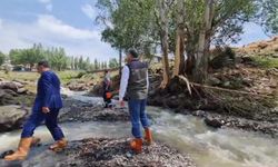 Erzurum Valisi Çiftçi, selden etkilen Tekman ilçesinde incelemelerde bulundu