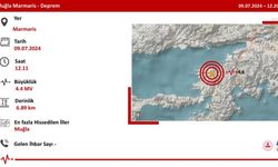 Muğla Marmaris'te 4.4 büyüklüğünde deprem oldu