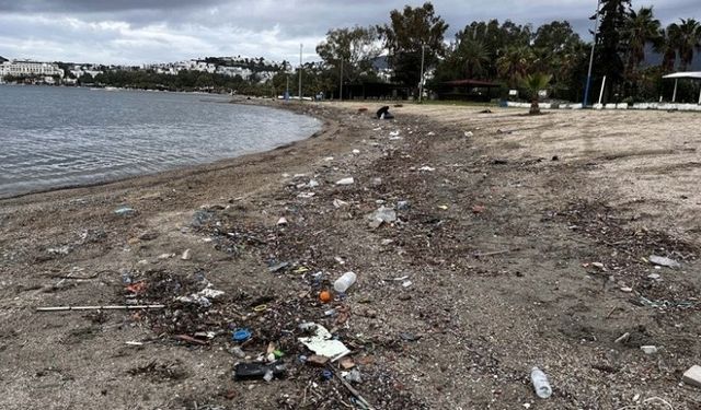 Bodrum'da Sağanak Sonrası Sahiller Çöple Doldu!