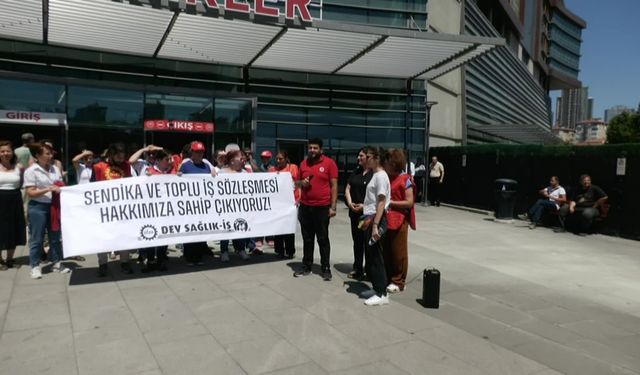 Dev Sağlık-İş üyelerinden, İstanbul’da iş kolu barajı tepkisi: Haksız hukuksuz uygulamalara boyun eğmeyeceğiz