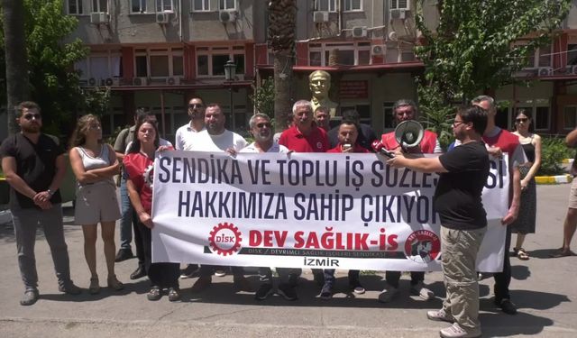 İzmir'de Dev Sağlık İş Sendikası üyelerinden bakanlığa iş kolu barajı tepkisi