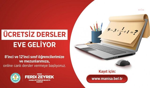 Manisa Büyükşehir Belediyesi'nden online ve ücretsiz eğitim desteği hizmeti 