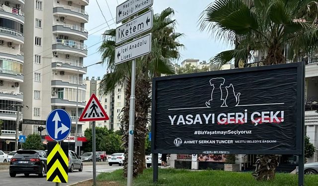 Mezitli Belediye Başkanı Tuncer'den sokak hayvanları için "billboard" kampanyası: "Yasayı Geri Çek"