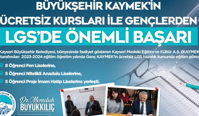 KAYMEK’in ücretsiz kursları ile gençlerden LGS’de önemli başarı