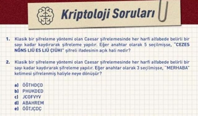 MİT'in Kriptoloji Sorularının Şifreleri Yayınlandı!