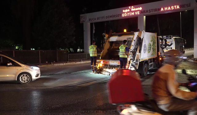 Buca Belediyesi’nden Seyfi Demirsoy Eğitim ve Araştırma Hastanesi’nde temizlik çalışması