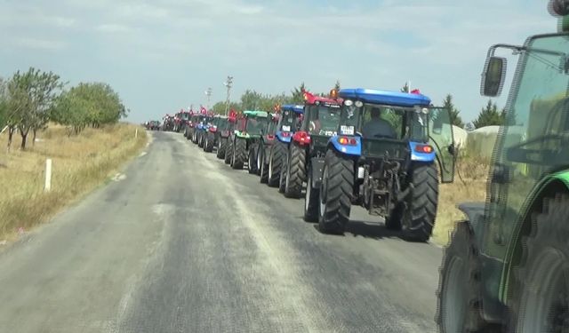 Edirne’de çiftçiler traktörleriyle eylem yaptı 