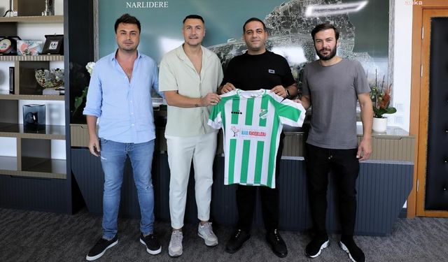 Narlıdere Belediyespor’un transferleri Adis Jahovic ve Berkan Emir’den Başkan Erman Uzun’a ziyaret