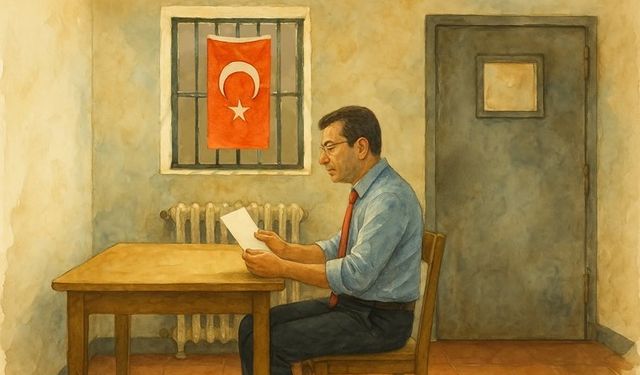 İmamoğlu, Silivri'deki odasının resmini paylaştı: 'Hücremin duvarında şanlı bayrağımız asılı'